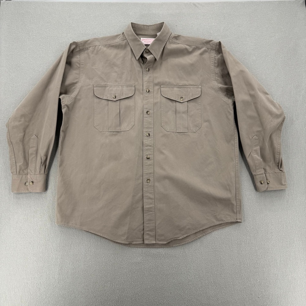 Vintage C.C. Filson Co Lightweight Alaskan Guide Field Work Khaki Shirt Men XL